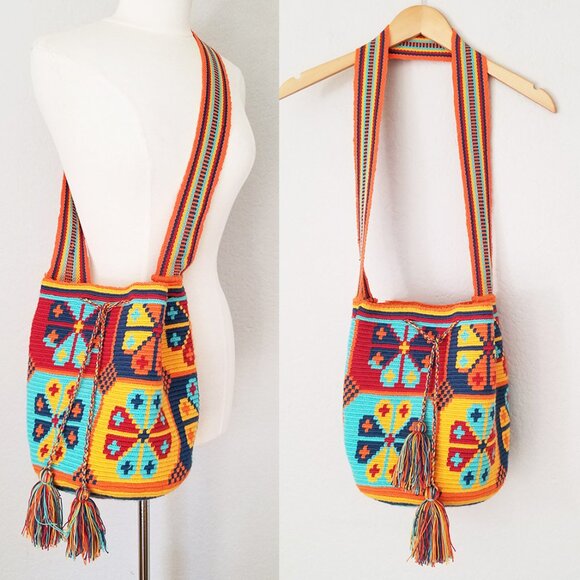 Wuitusu Handbags - Wuitusu Large Handmade Crochet Wayuu Mochila Tribe‎ Crossbody Bucket Bag $110